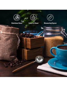 Cuchara de Café Gonzone Acero Inoxidable con Mango de Nogal 5g 2
