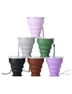 Taza Plegable de Silicona JIELUO 200ml 6 Pack para Viaje
