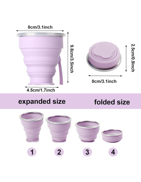 Taza Plegable de Silicona JIELUO 200ml 6 Pack para Viaje