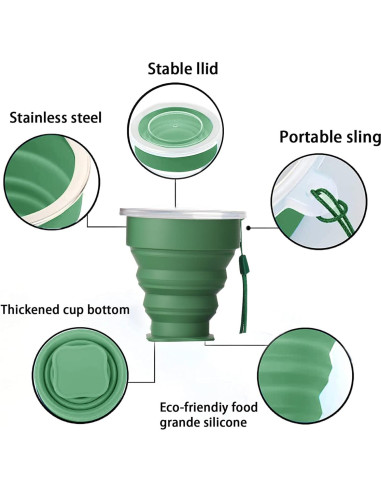 Taza Plegable de Silicona JIELUO 200ml 6 Pack para Viaje