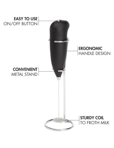 Espumador de Leche Primula con Soporte, Negro, Manual