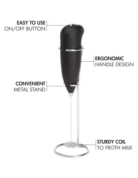 Espumador de Leche Primula con Soporte, Negro, Manual