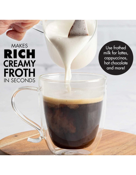 Espumador de Leche Primula con Soporte, Negro, Manual