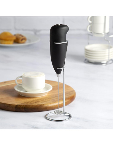 Espumador de Leche Primula con Soporte, Negro, Manual
