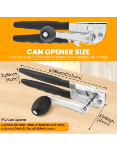 Abrelatas Manual Loyanger de Acero Inoxidable Negro 22.5cm 2