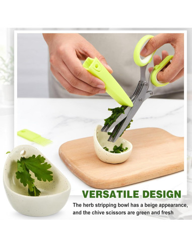 Juego de Tijeras de Cocina y Tazón Deshojador Remerry