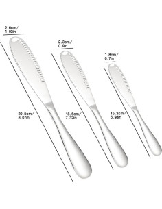 Juego de cuchillos para mantequilla Genérico 3 piezas acero inoxidable 2