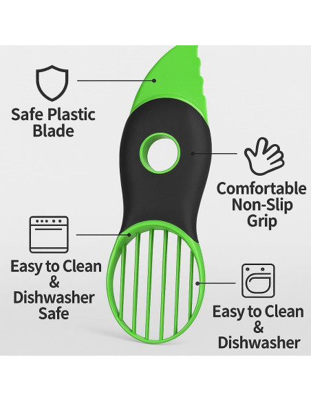 Herramienta 3-en-1 para Cortar Aguacate Genérico - Quita Hueso y Rebanador