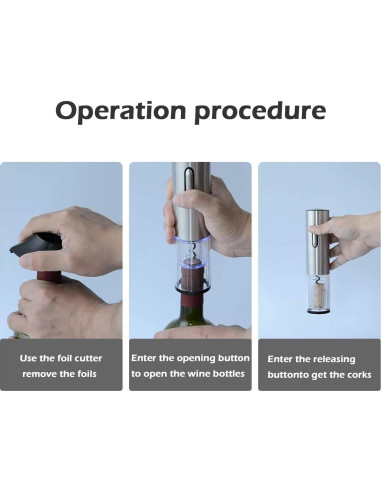 Abrebotellas Eléctrico KOOWAI Plata - Sacacorchos Automático 30.5cm