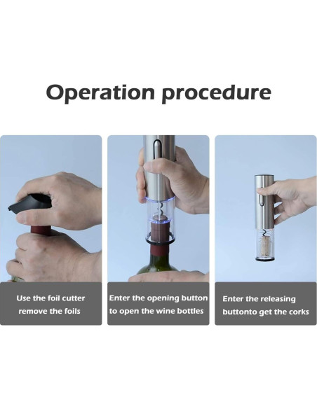 Abrebotellas Eléctrico KOOWAI Plata - Sacacorchos Automático 30.5cm