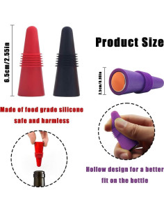 Tapones de Silicona para Vino DreamAug - Paquete de 6 Reutilizables 2