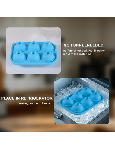 Bandeja de Hielo Redonda 6 Cavidades FunSiltasy - Silicona Azul