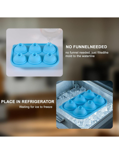 Bandeja de Hielo Redonda 6 Cavidades FunSiltasy - Silicona Azul