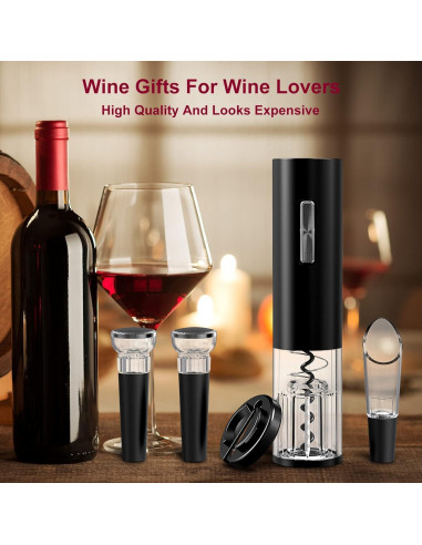 Juego de abridor de vino eléctrico BreezeSound 5 en 1 negro