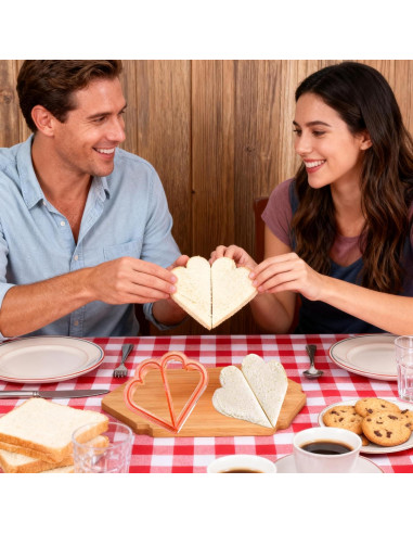Juego de Cortadores de Sándwich YNHIAG 4 Piezas - Corazón, Coche, Tren, Corona