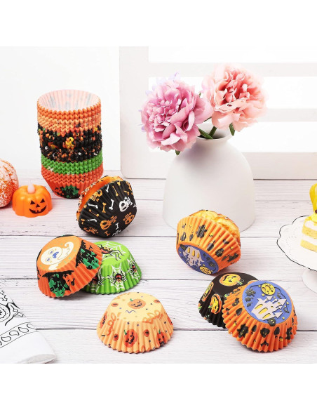 Forros para Cupcakes de Halloween Patelai 600 Piezas Multicolor
