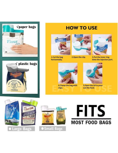 Clip de Sellado y Vertido para Snacks Darfooper 1 Pcs