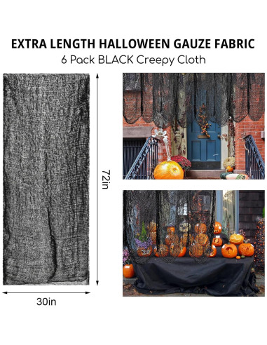 Tela Espeluznante de Halloween Legigo 6 Piezas Negra 76x183cm