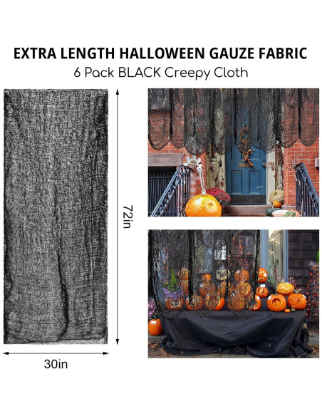 Tela Espeluznante de Halloween Legigo 6 Piezas Negra 76x183cm