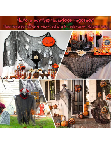 Tela Espeluznante de Halloween Legigo 6 Piezas Negra 76x183cm
