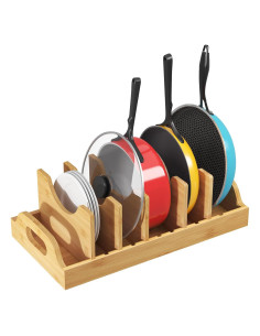Organizador de Tapas de Bambú Lifewit XL con Divisores Ajustables