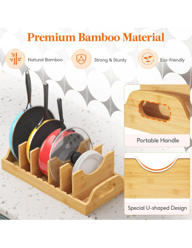Organizador de Tapas de Bambú Lifewit XL con Divisores Ajustables