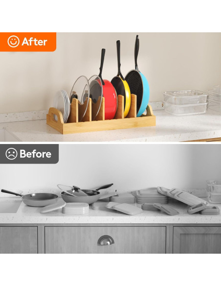 Organizador de Tapas de Bambú Lifewit XL con Divisores Ajustables