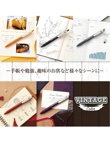 Bolígrafo de Gel Zebra Sarasa Clip 0.5mm Set 5 Colores Vintage