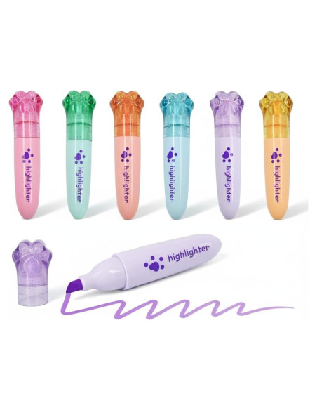 Set de 6 Mini Resaltadores Kawaii IEFFPIN Multicolor