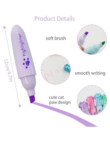 Set de 6 Mini Resaltadores Kawaii IEFFPIN Multicolor