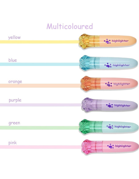 Set de 6 Mini Resaltadores Kawaii IEFFPIN Multicolor