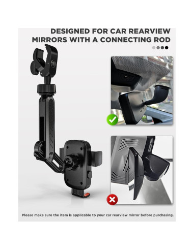 Soporte para Teléfono en Espejo Retrovisor IPOW Rojo Ajustable