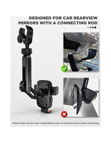 Soporte para Teléfono en Espejo Retrovisor IPOW Rojo Ajustable