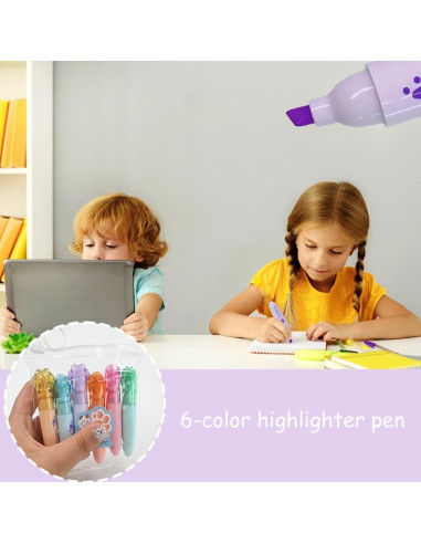 Set de 6 Mini Resaltadores Kawaii IEFFPIN Multicolor