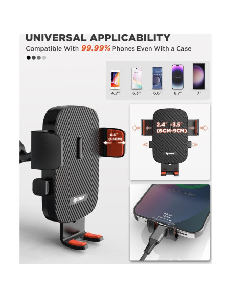 Soporte para Teléfono en Espejo Retrovisor IPOW Rojo Ajustable