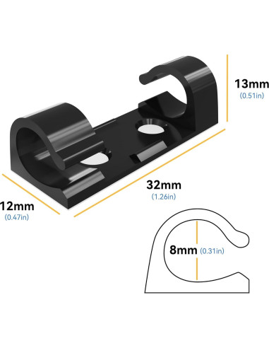 Clips Adhesivos para Cables CableGeeker 50Pcs Negro