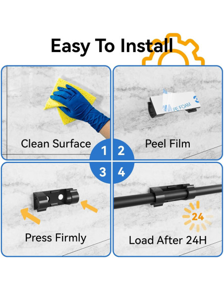 Clips Adhesivos para Cables CableGeeker 50Pcs Negro