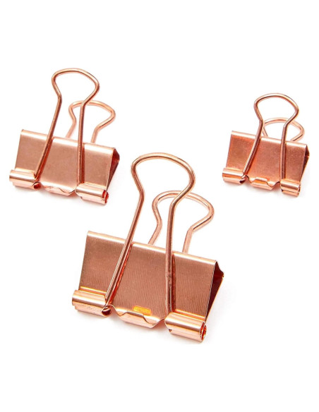 Clips de Binder Rosa Dorado Bright Creations - 150 Piezas Variadas