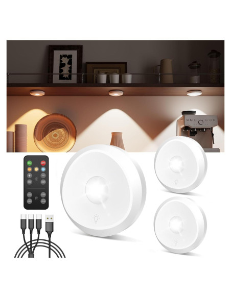 Luces Puck LED Recargables Tedmos 2400mAh con Control Remoto