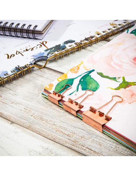 Clips de Binder Rosa Dorado Bright Creations - 150 Piezas Variadas