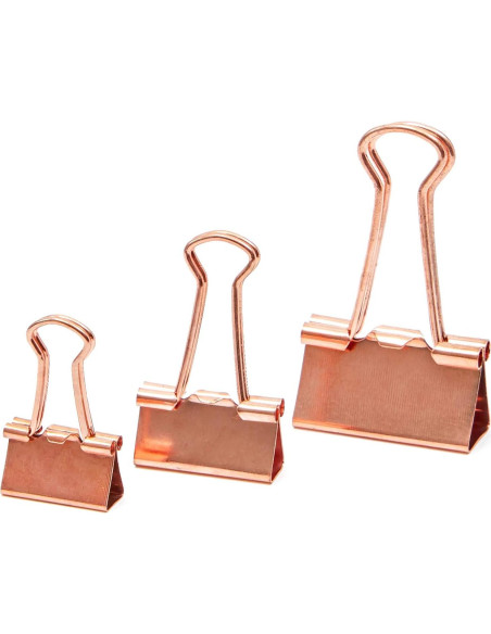 Clips de Binder Rosa Dorado Bright Creations - 150 Piezas Variadas