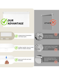 Persiana enrollable blackout ChrisDowa 55.88x182.88 cm blanca 2