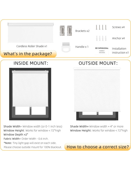 Persiana enrollable blackout ChrisDowa 55.88x182.88 cm blanca