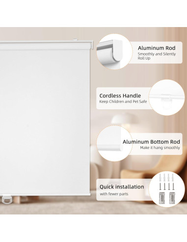 Persiana enrollable blackout ChrisDowa 55.88x182.88 cm blanca