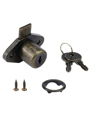 Cerradura de Gabinete Chinflly Bronce Antiguo 52x34mm