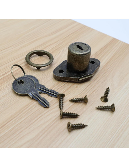 Cerradura de Gabinete Chinflly Bronce Antiguo 52x34mm Cerradura de Gabinete Chinflly Bronce Antiguo 52x34mm