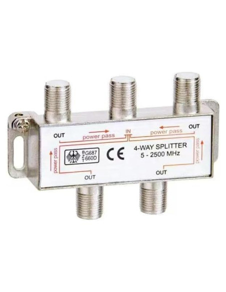 Divisor de Cable Coaxial 4 Vías CORONIR 5-2500MHz RG6 RG59
