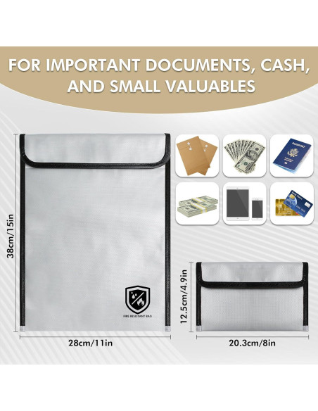 Paquete de 2 Bolsas de Documentos a Prueba de Fuego LeadCon