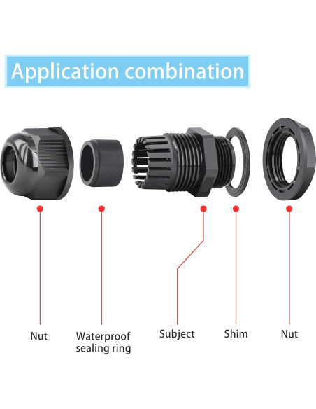 Conectores de Cable Impermeables NineLeaf M20x1.5 10 Piezas