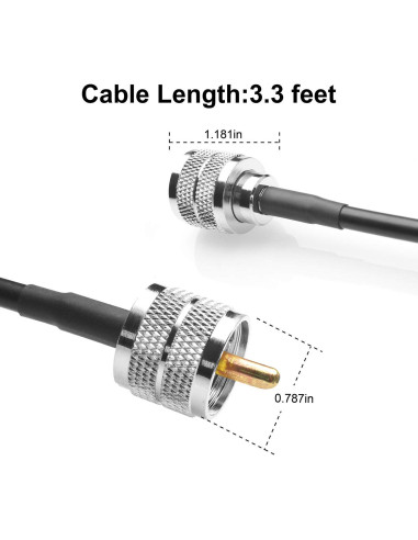 Cable Coaxial RG58 1M PL-259 Macho a Macho 50 Ohm